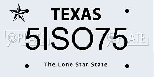 5ISO75 Texas License Plate