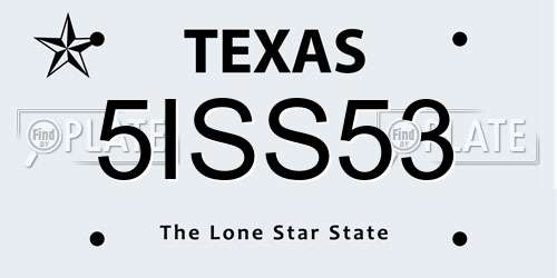 5ISS53 Texas License Plate