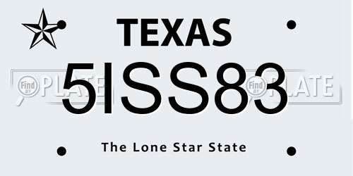 5ISS83 Texas License Plate