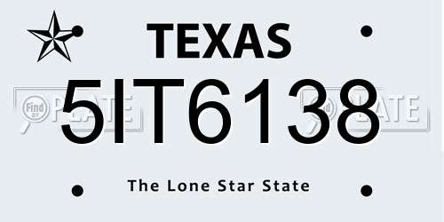5IT6138 Texas License Plate
