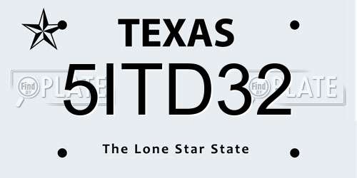 5ITD32 Texas License Plate