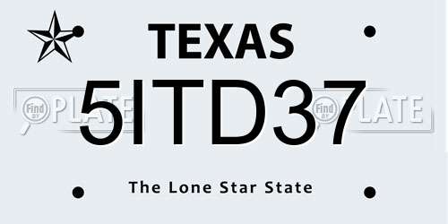 5ITD37 Texas License Plate