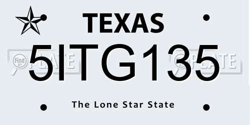 5ITG135 Texas License Plate