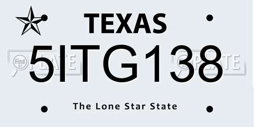 5ITG138 Texas License Plate