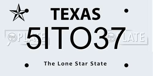 5ITO37 Texas License Plate