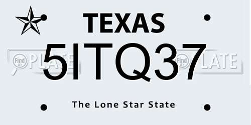 5ITQ37 Texas License Plate