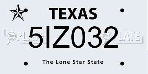 5IZ032 Texas License Plate