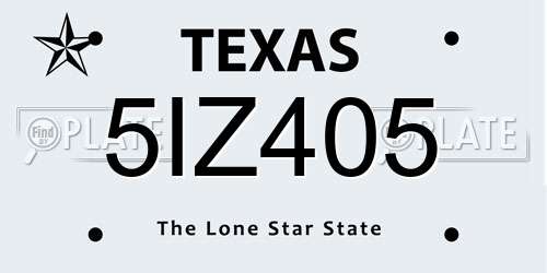 5IZ405 Texas License Plate