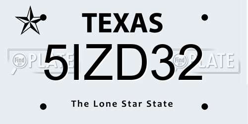5IZD32 Texas License Plate