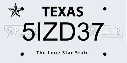 5IZD37 Texas License Plate