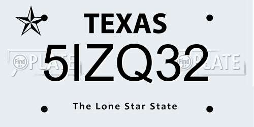 5IZQ32 Texas License Plate