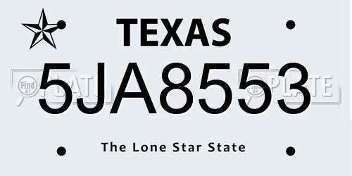 5JA8553 Texas License Plate