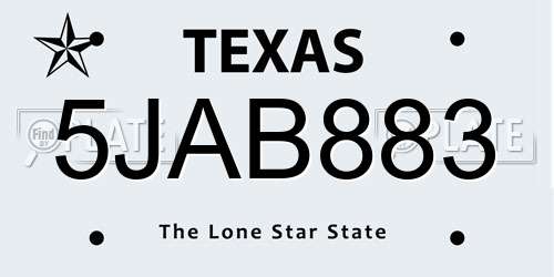 5JAB883 Texas License Plate