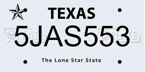 5JAS553 Texas License Plate