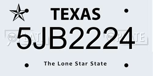 5JB2224 Texas License Plate