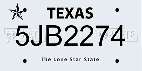 5JB2274 Texas License Plate