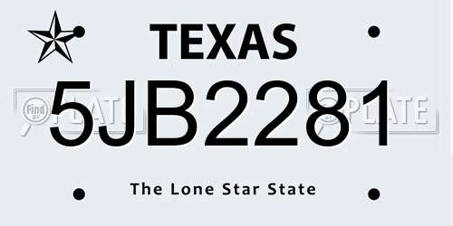 5JB2281 Texas License Plate
