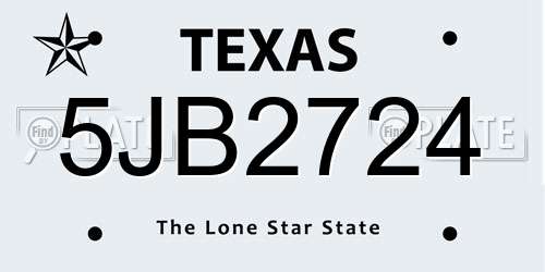 5JB2724 Texas License Plate