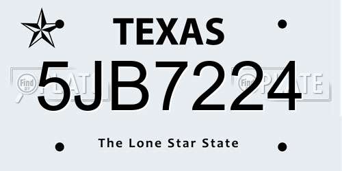 5JB7224 Texas License Plate