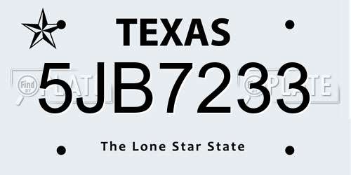 5JB7233 Texas License Plate