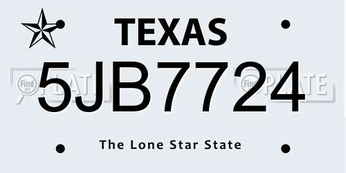 5JB7724 Texas License Plate