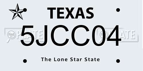 5JCC04 Texas License Plate