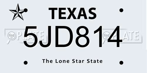 5JD814 Texas License Plate