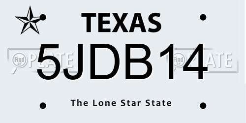 5JDB14 Texas License Plate