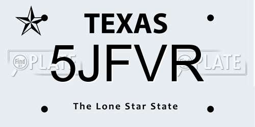 5JFVR Texas License Plate