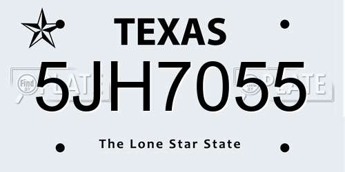 5JH7055 Texas License Plate
