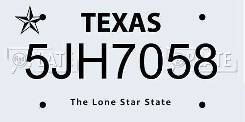 5JH7058 Texas License Plate