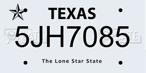5JH7085 Texas License Plate