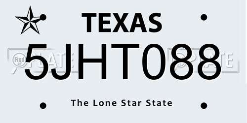 5JHT088 Texas License Plate