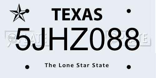 5JHZ088 Texas License Plate