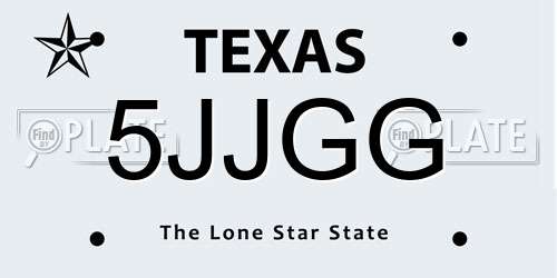 5JJGG Texas License Plate