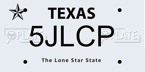 5JLCP Texas License Plate
