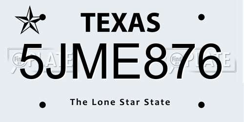 5JME876 Texas License Plate