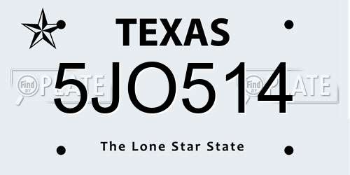 5JO514 Texas License Plate