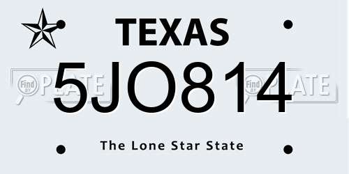 5JO814 Texas License Plate
