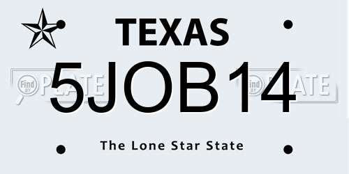 5JOB14 Texas License Plate