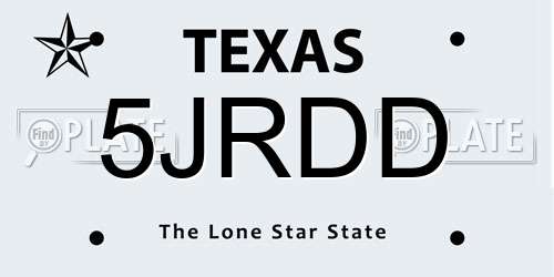 5JRDD Texas License Plate