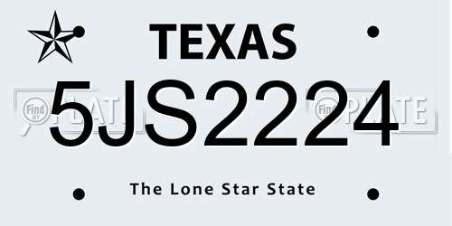 5JS2224 Texas License Plate