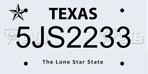 5JS2233 Texas License Plate