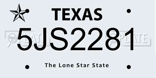 5JS2281 Texas License Plate