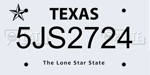 5JS2724 Texas License Plate