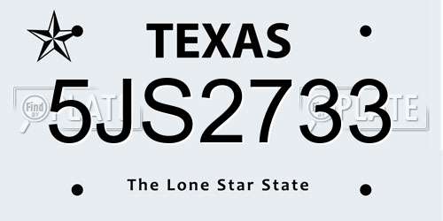 5JS2733 Texas License Plate