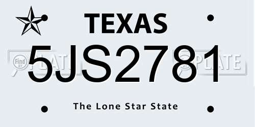 5JS2781 Texas License Plate
