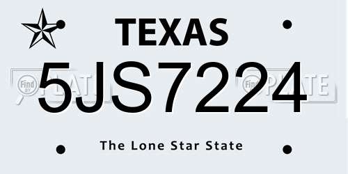 5JS7224 Texas License Plate