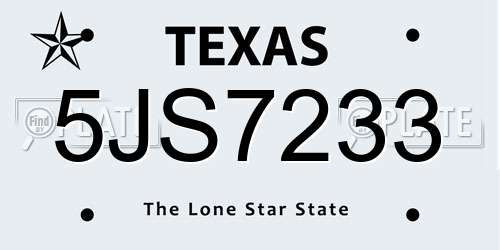 5JS7233 Texas License Plate