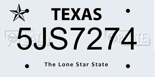 5JS7274 Texas License Plate